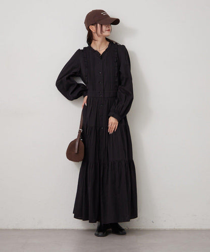 棉質荷葉邊連衣裙