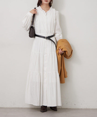 棉質荷葉邊連衣裙