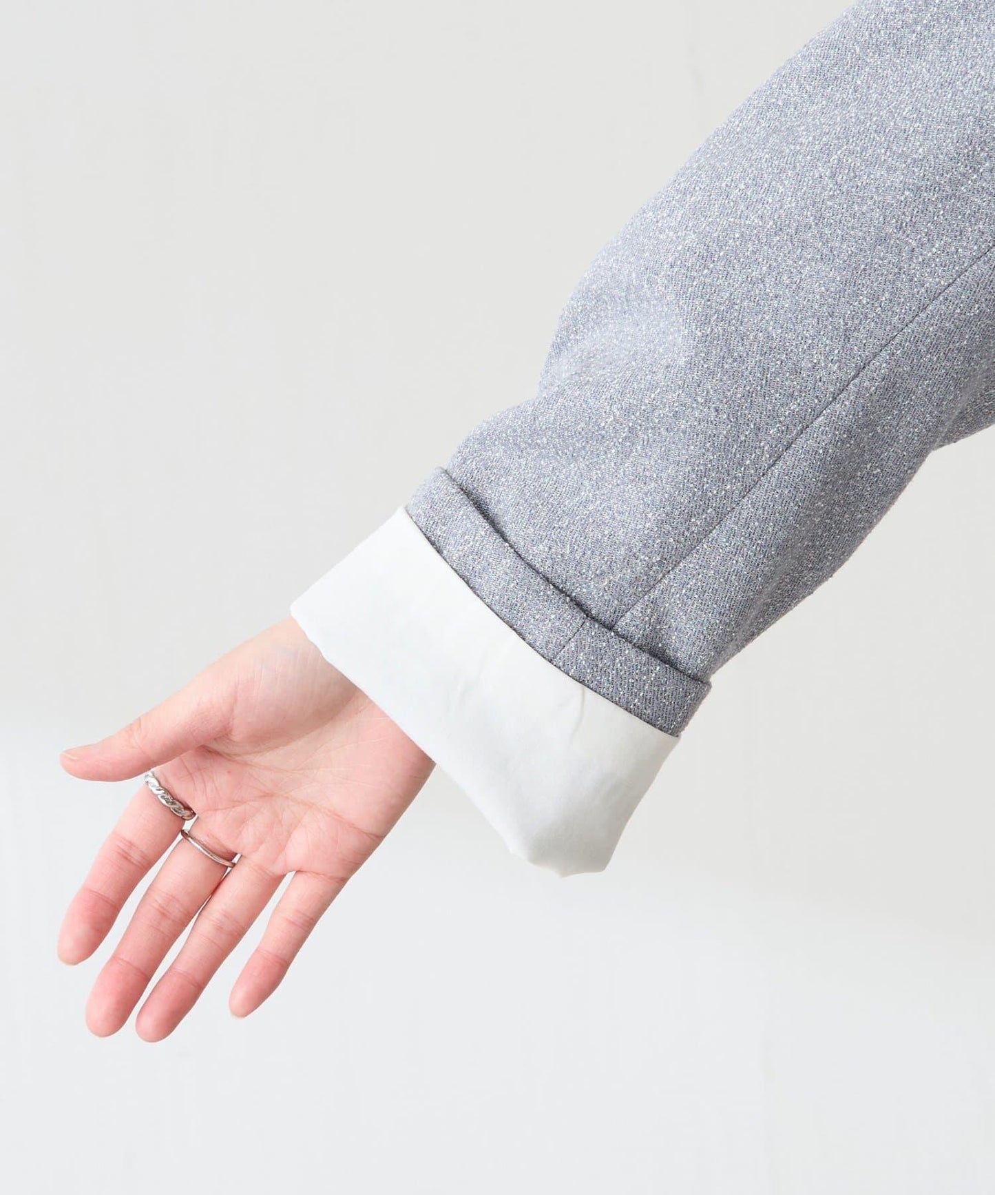 【帶內襯】粗花呢寬鬆夾克