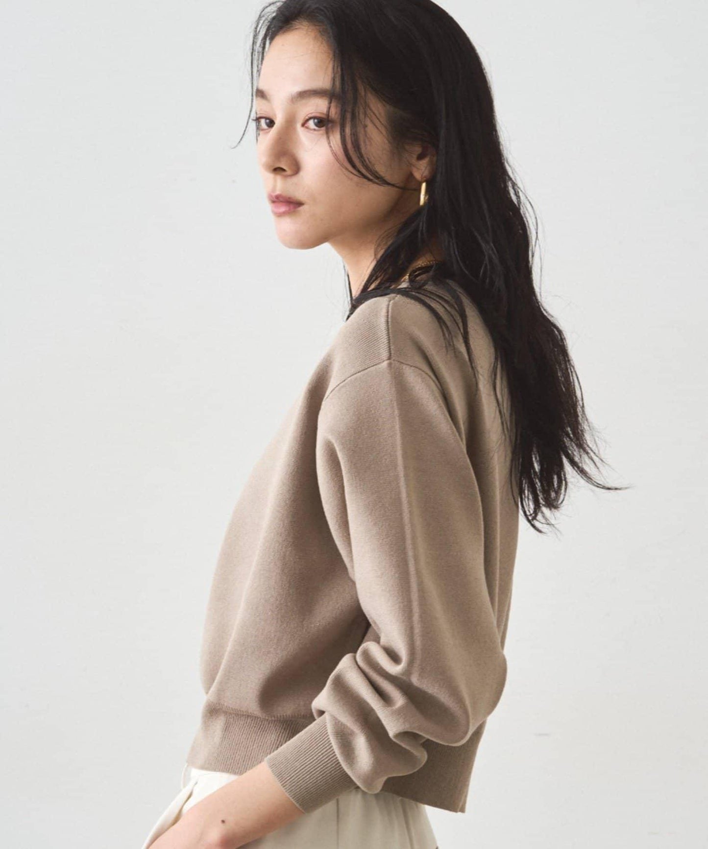 喬其紗一字肩針織衫