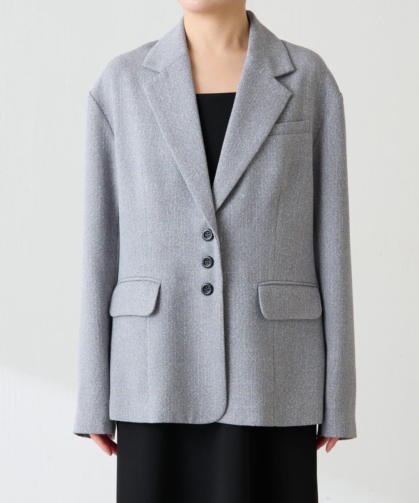 【帶內襯】粗花呢寬鬆夾克