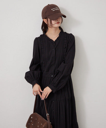 棉質荷葉邊連衣裙