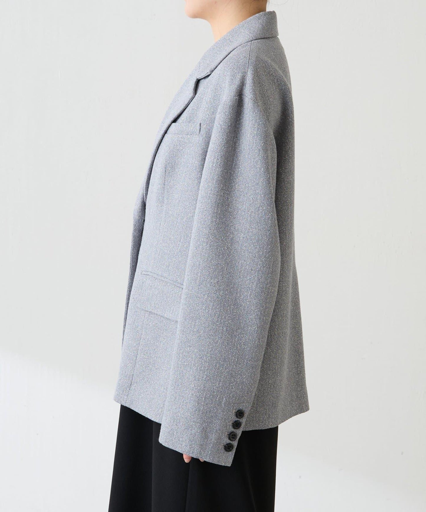 【帶內襯】粗花呢寬鬆夾克