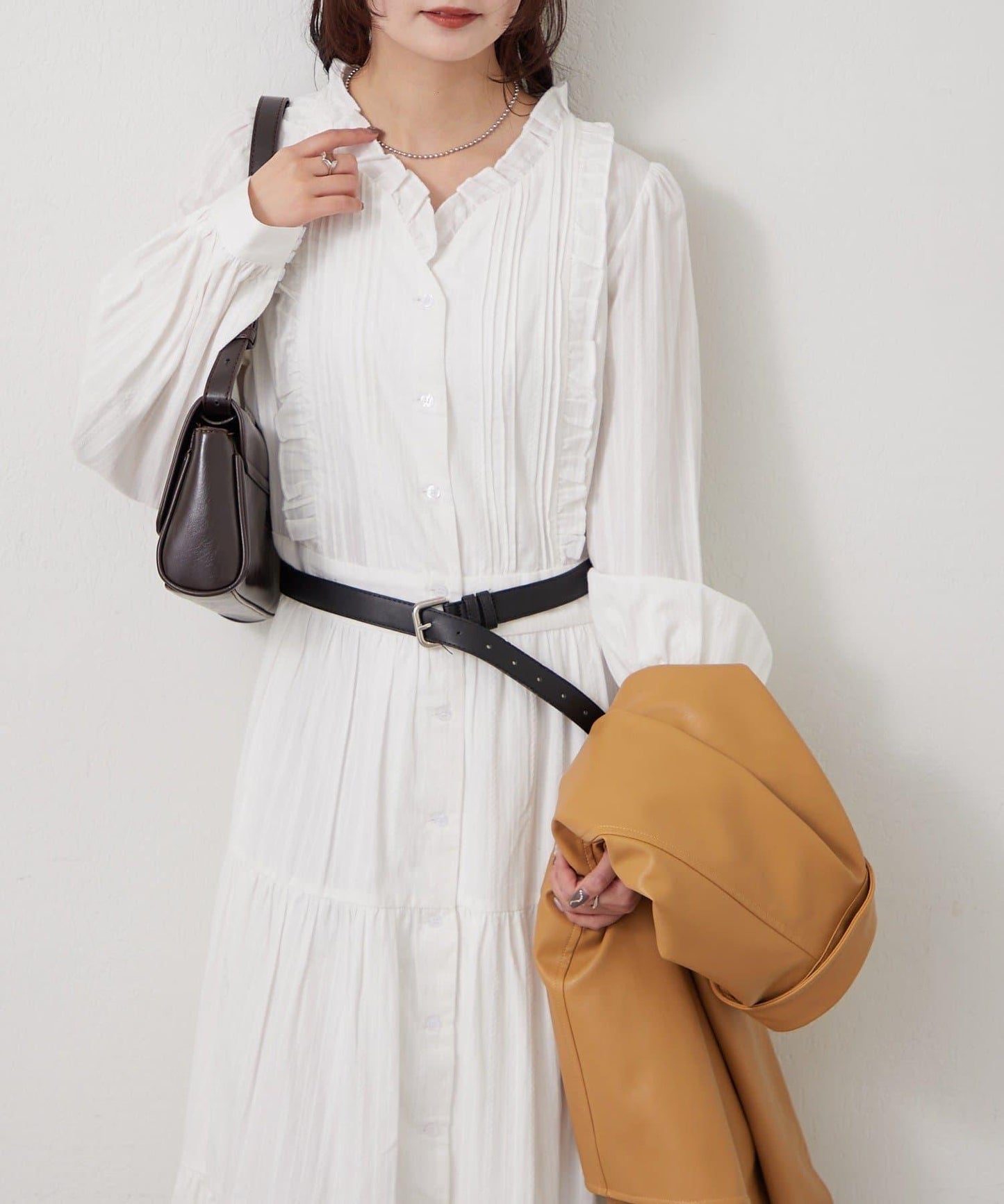 棉質荷葉邊連衣裙