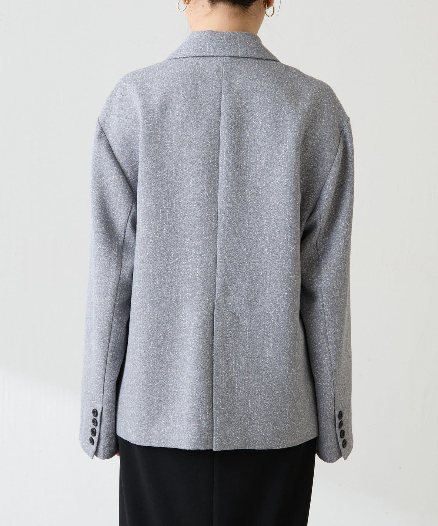 【帶內襯】粗花呢寬鬆夾克