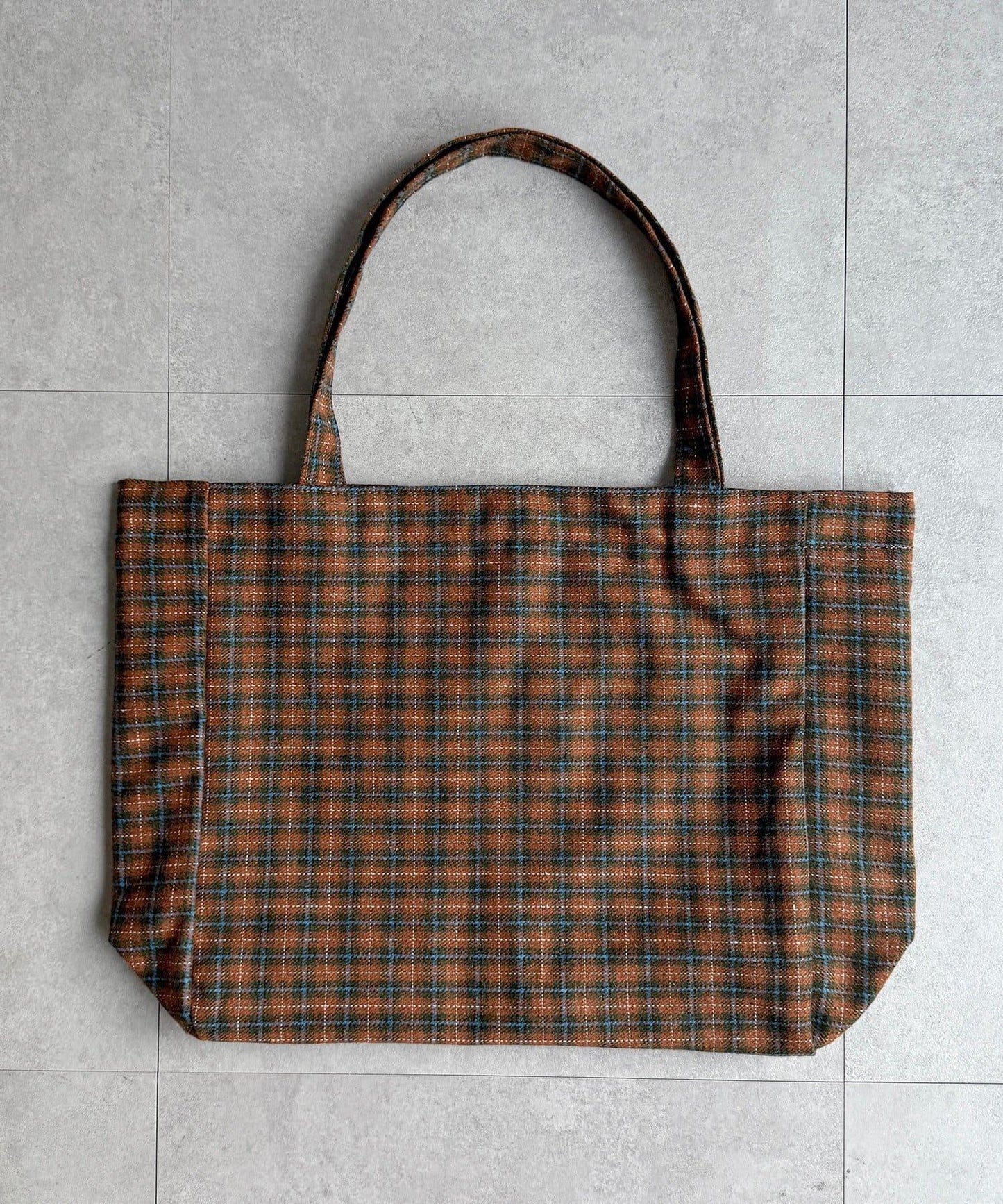 磨毛格紋托特包