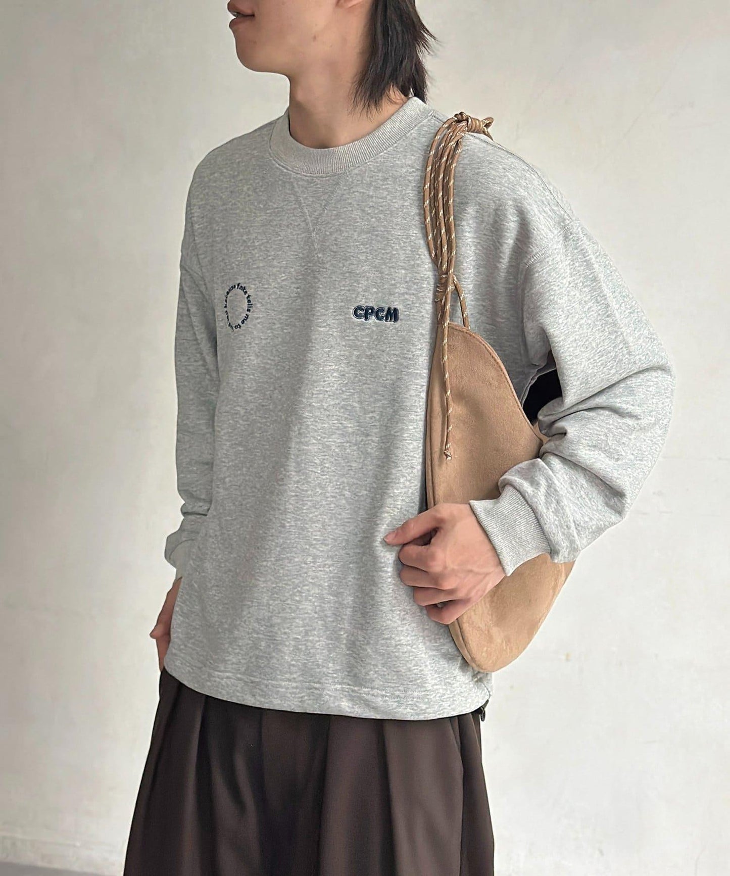 復古風格胸部刺繡泡泡袖衛衣