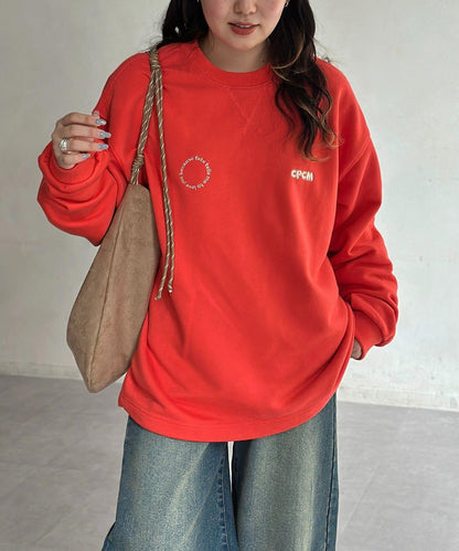 復古風格胸部刺繡泡泡袖衛衣