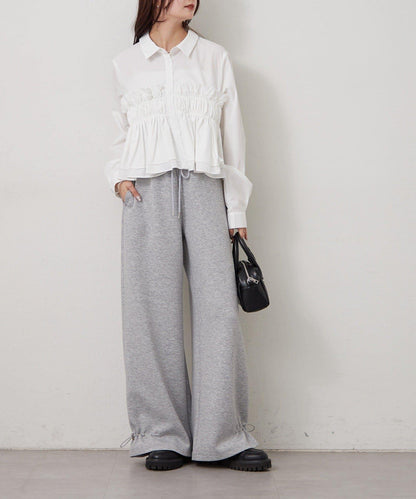 褶皺層疊女式襯衫