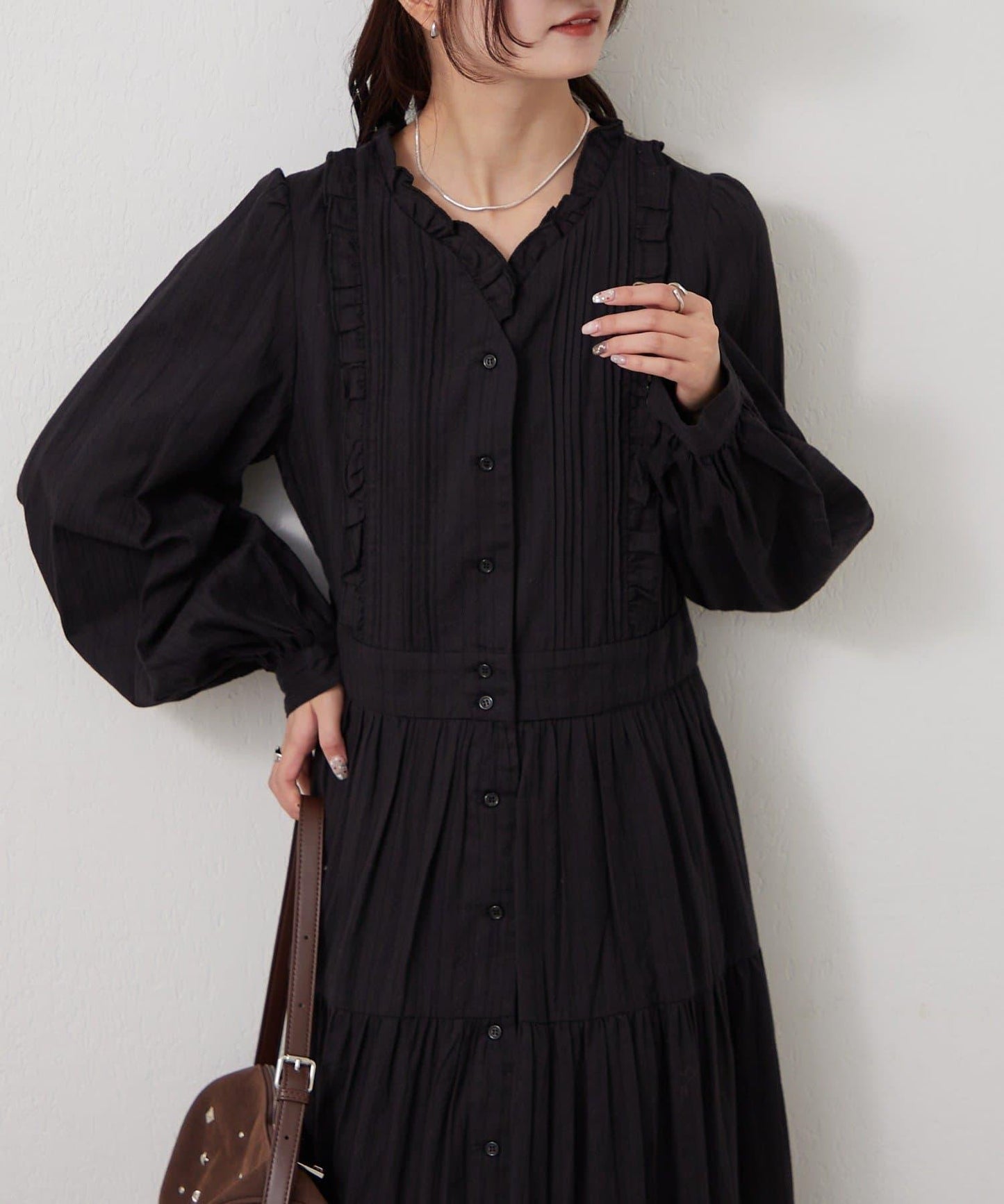 棉質荷葉邊連衣裙