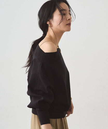 喬其紗一字肩針織衫