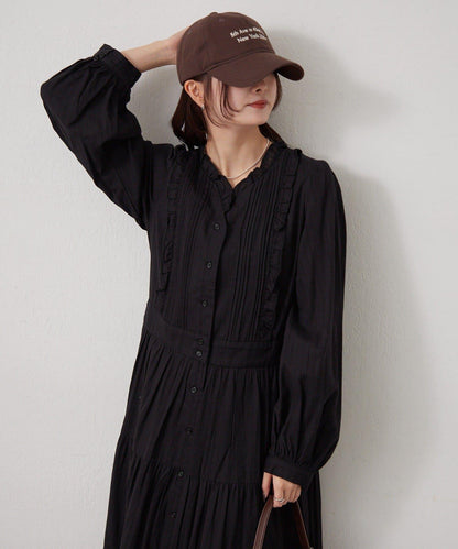 棉質荷葉邊連衣裙