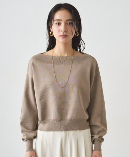 喬其紗一字肩針織衫