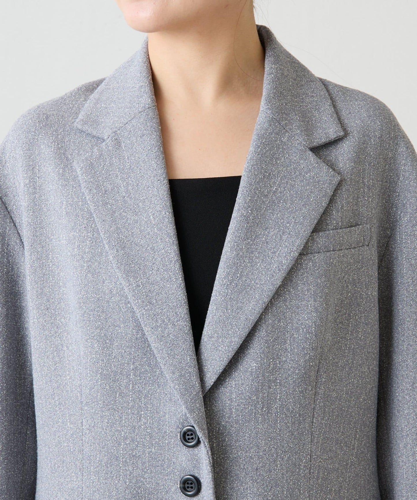 【帶內襯】粗花呢寬鬆夾克