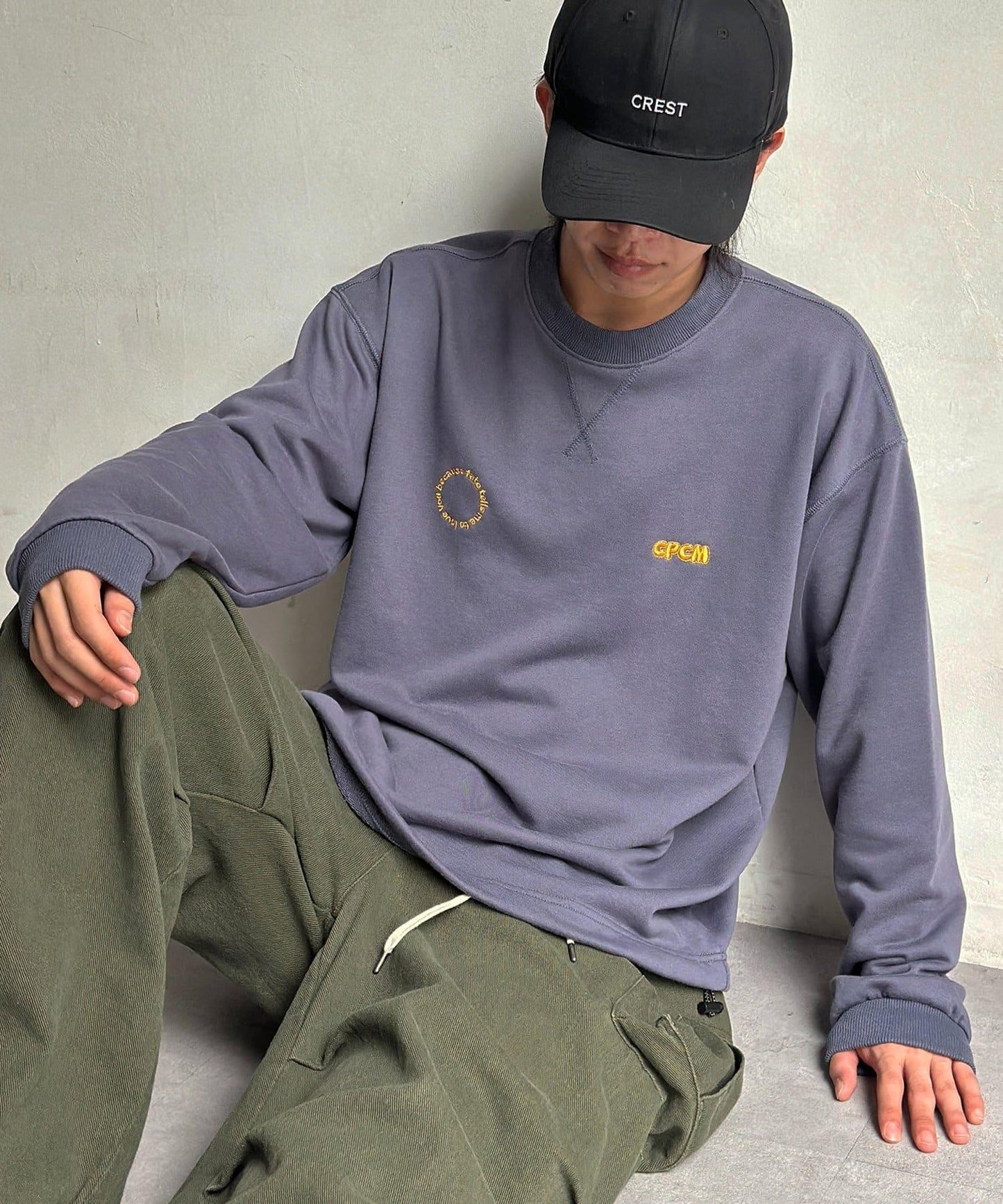 復古風格胸部刺繡泡泡袖衛衣