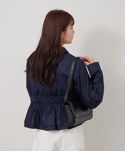 褶皺層疊女式襯衫