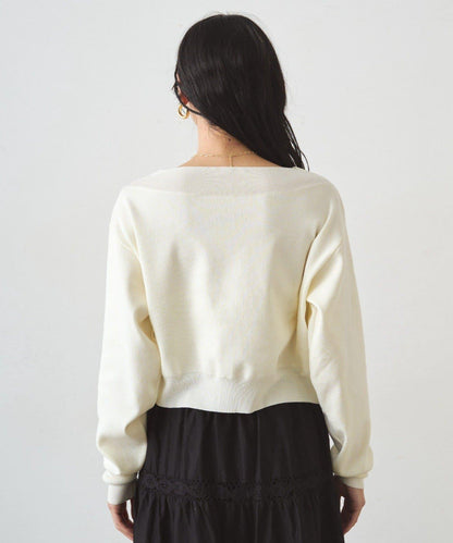 喬其紗一字肩針織衫