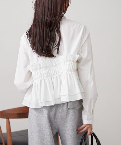 褶皺層疊女式襯衫