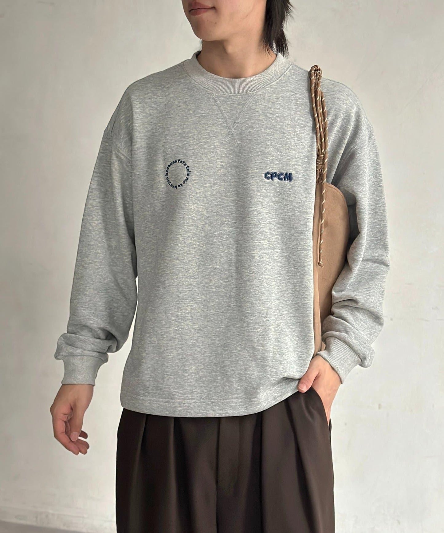 復古風格胸部刺繡泡泡袖衛衣