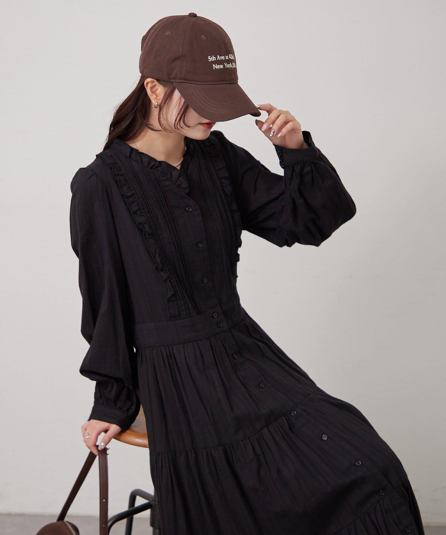 棉質荷葉邊連衣裙