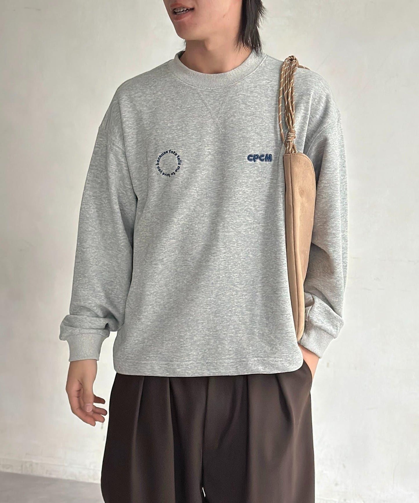 復古風格胸部刺繡泡泡袖衛衣