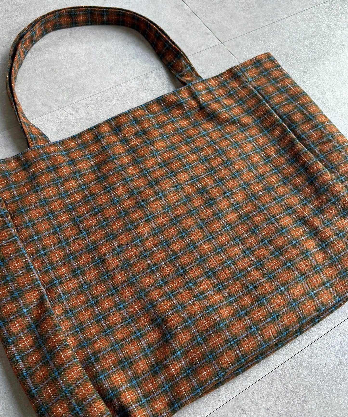 磨毛格紋托特包