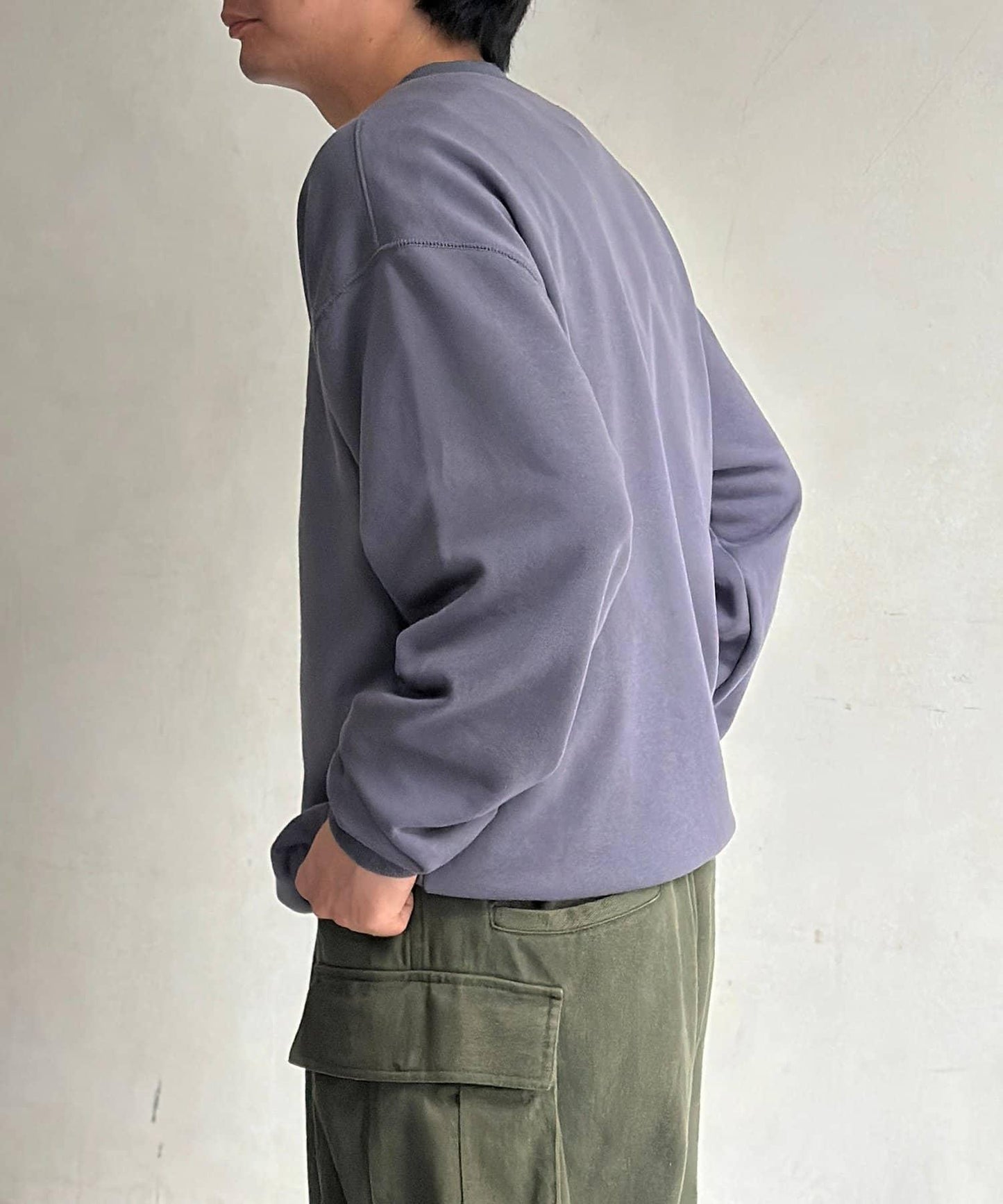 復古風格胸部刺繡亨利領衛衣