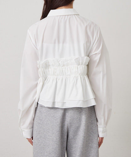 褶皺層疊女式襯衫