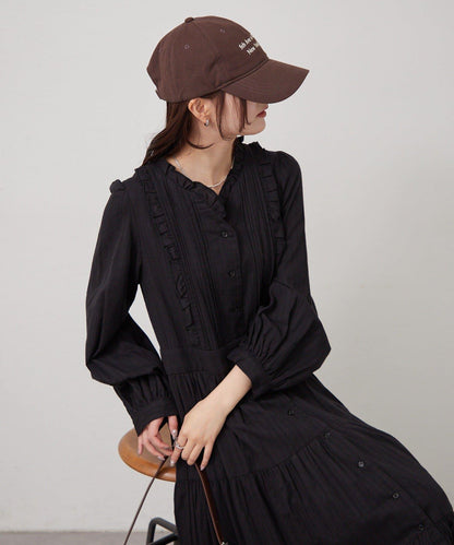 棉質荷葉邊連衣裙