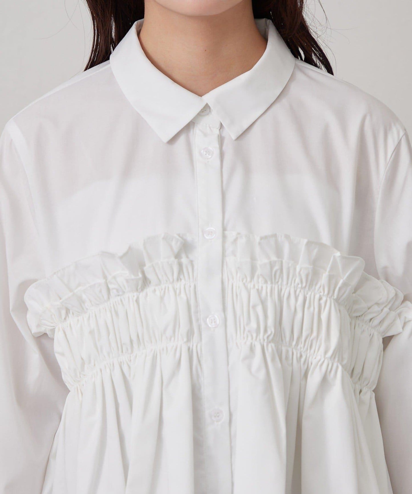 褶皺層疊女式襯衫