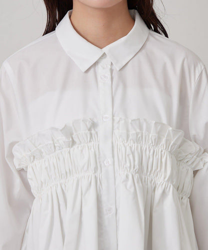 褶皺層疊女式襯衫