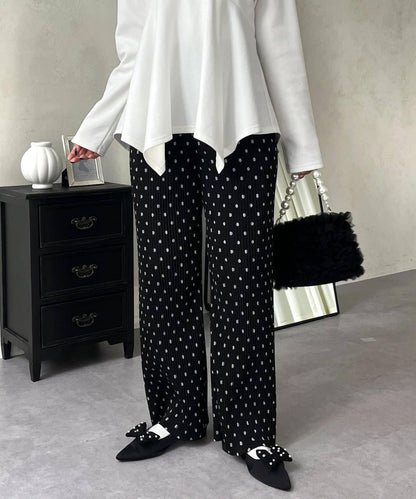 仿麂皮波點百褶褲