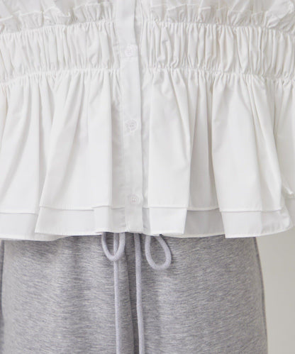 褶皺層疊女式襯衫