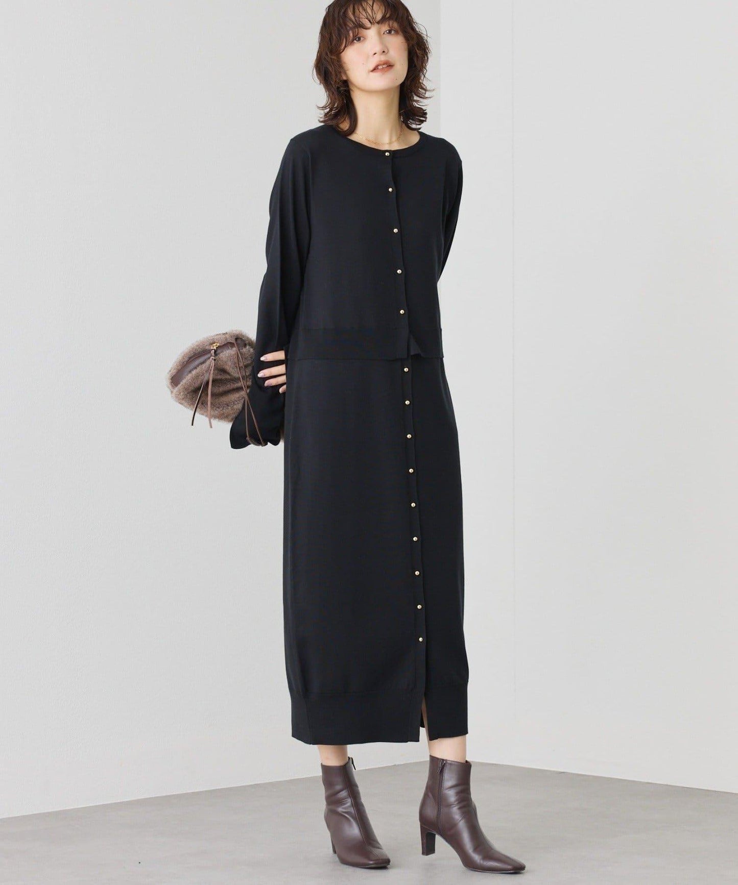 【可作外套穿著】層疊針織連衣裙