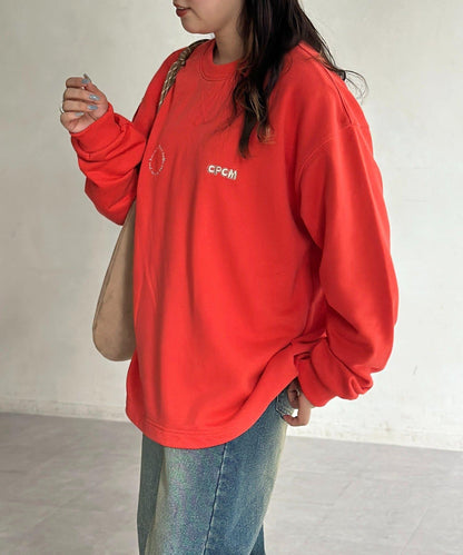 復古風格胸部刺繡泡泡袖衛衣