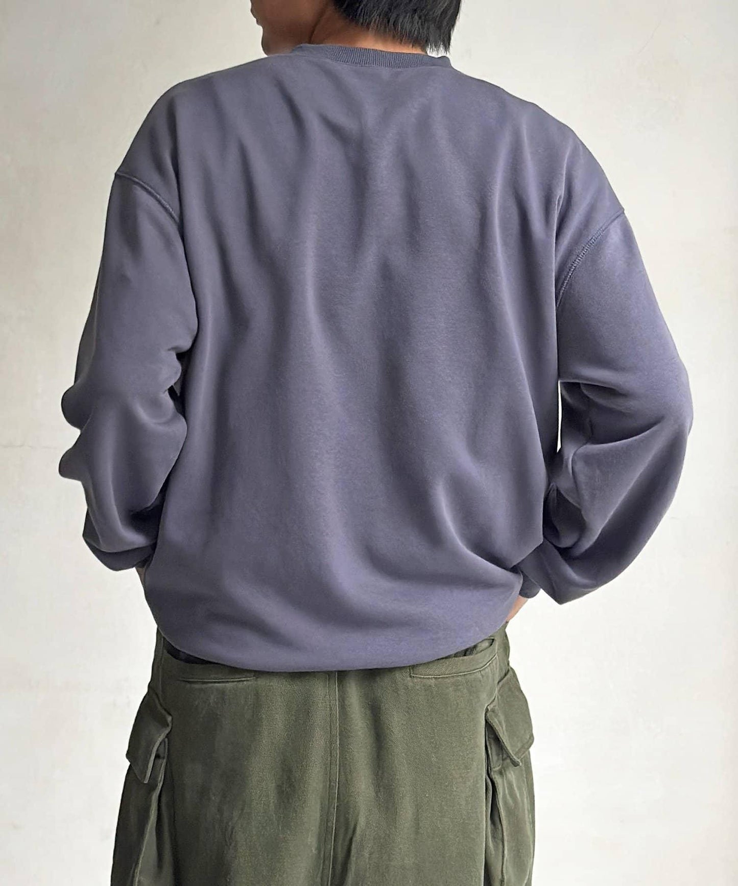 復古風格胸部刺繡亨利領衛衣