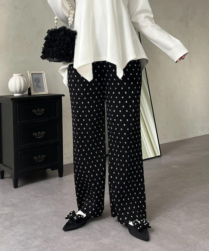 仿麂皮波點百褶褲