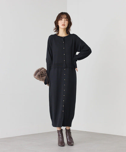 【可作外套穿著】層疊針織連衣裙