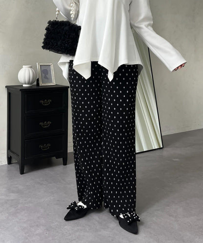 仿麂皮波點百褶褲