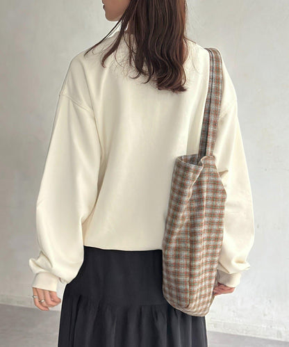 復古風格胸部刺繡亨利領衛衣