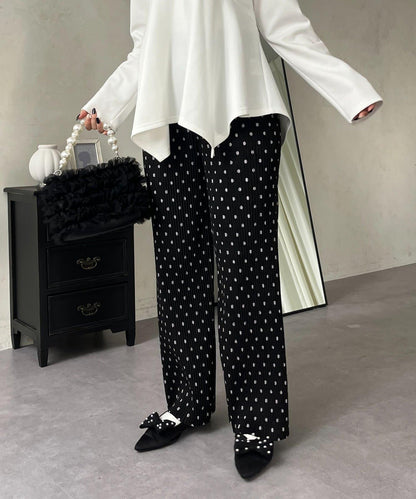 仿麂皮波點百褶褲