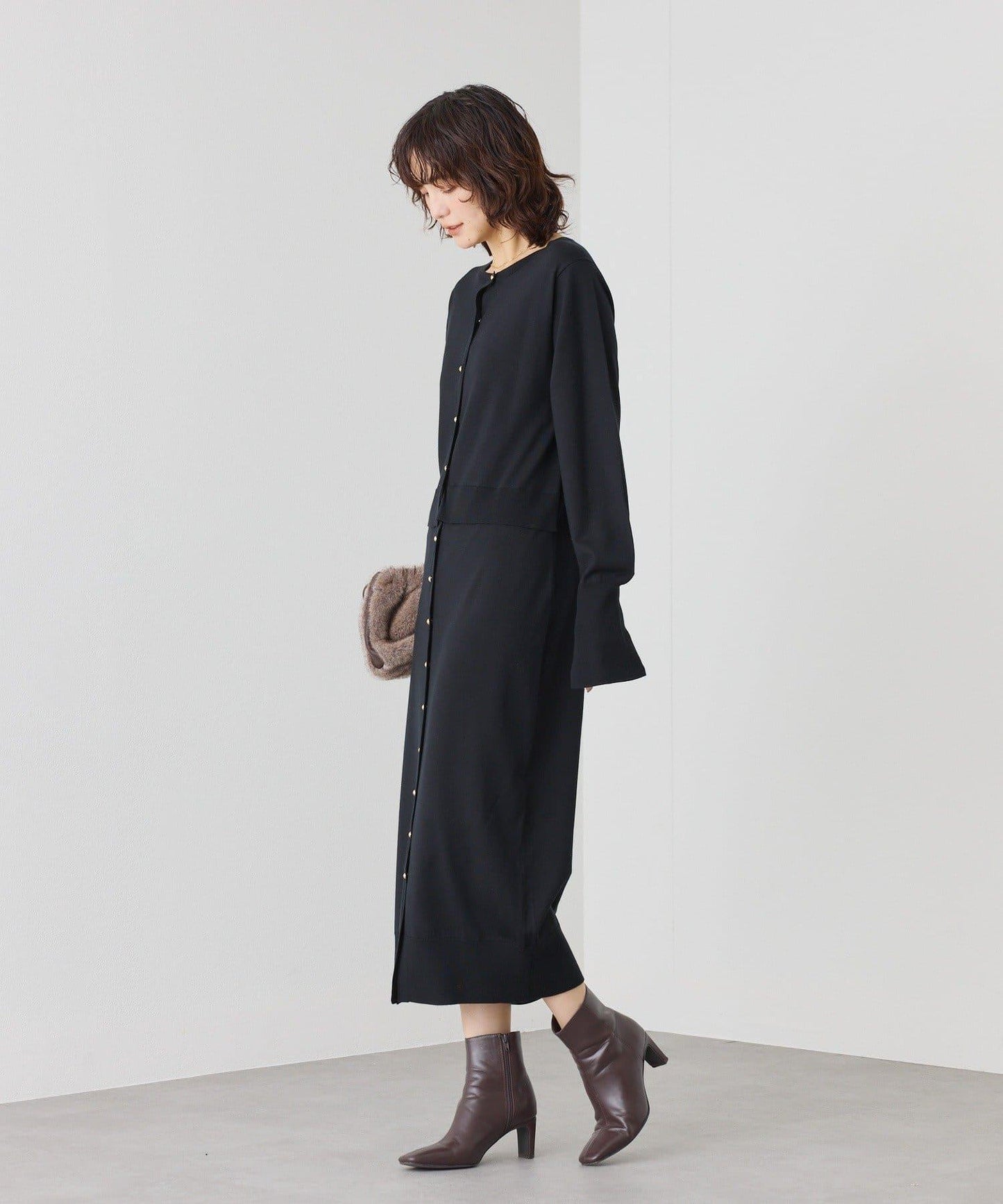 【可作外套穿著】層疊針織連衣裙