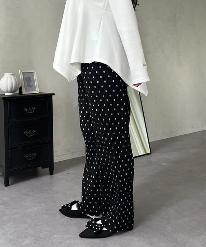 仿麂皮波點百褶褲