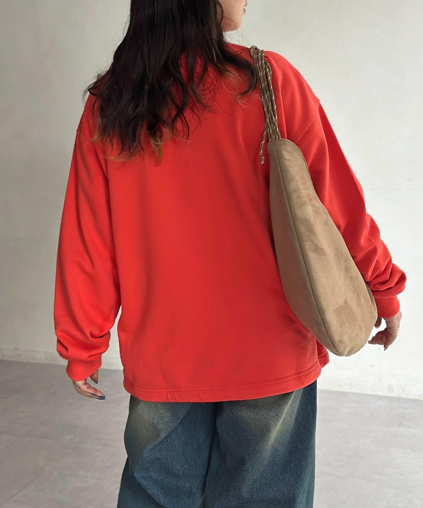 復古風格胸部刺繡泡泡袖衛衣