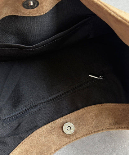 仿麂皮抽繩斜挎包