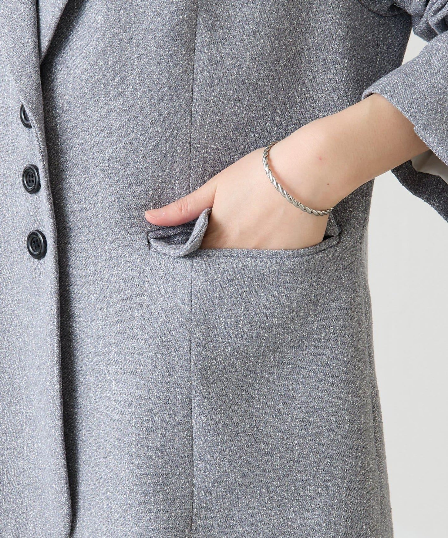 【帶內襯】粗花呢寬鬆夾克