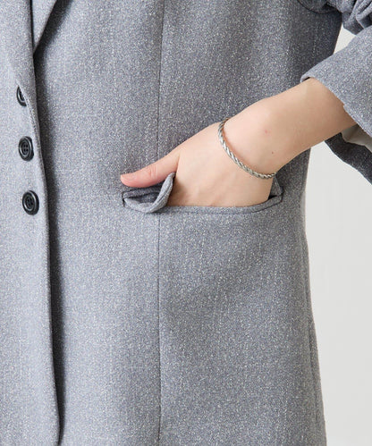 【帶內襯】粗花呢寬鬆夾克