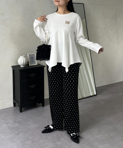 仿麂皮波點百褶褲