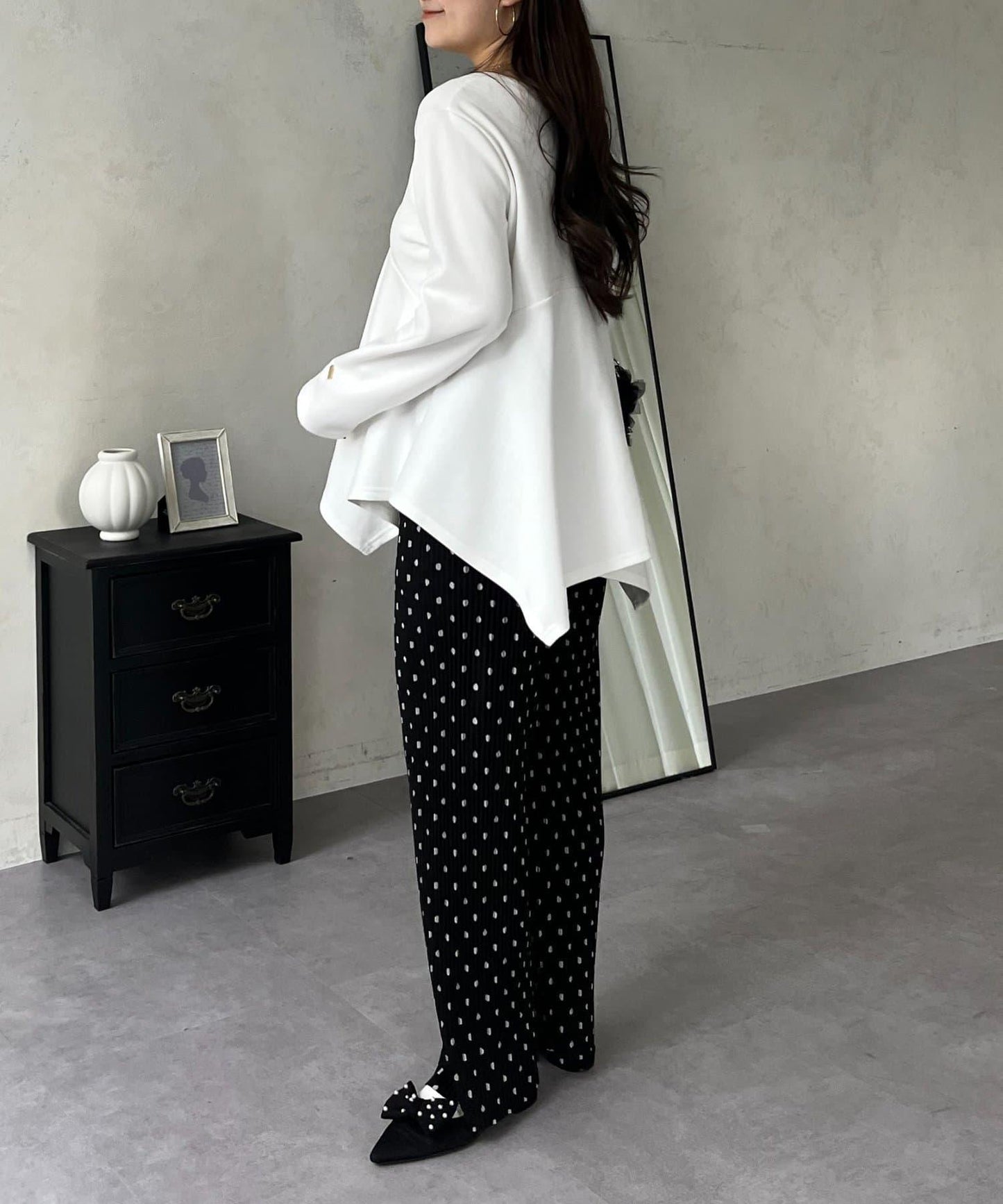 仿麂皮波點百褶褲