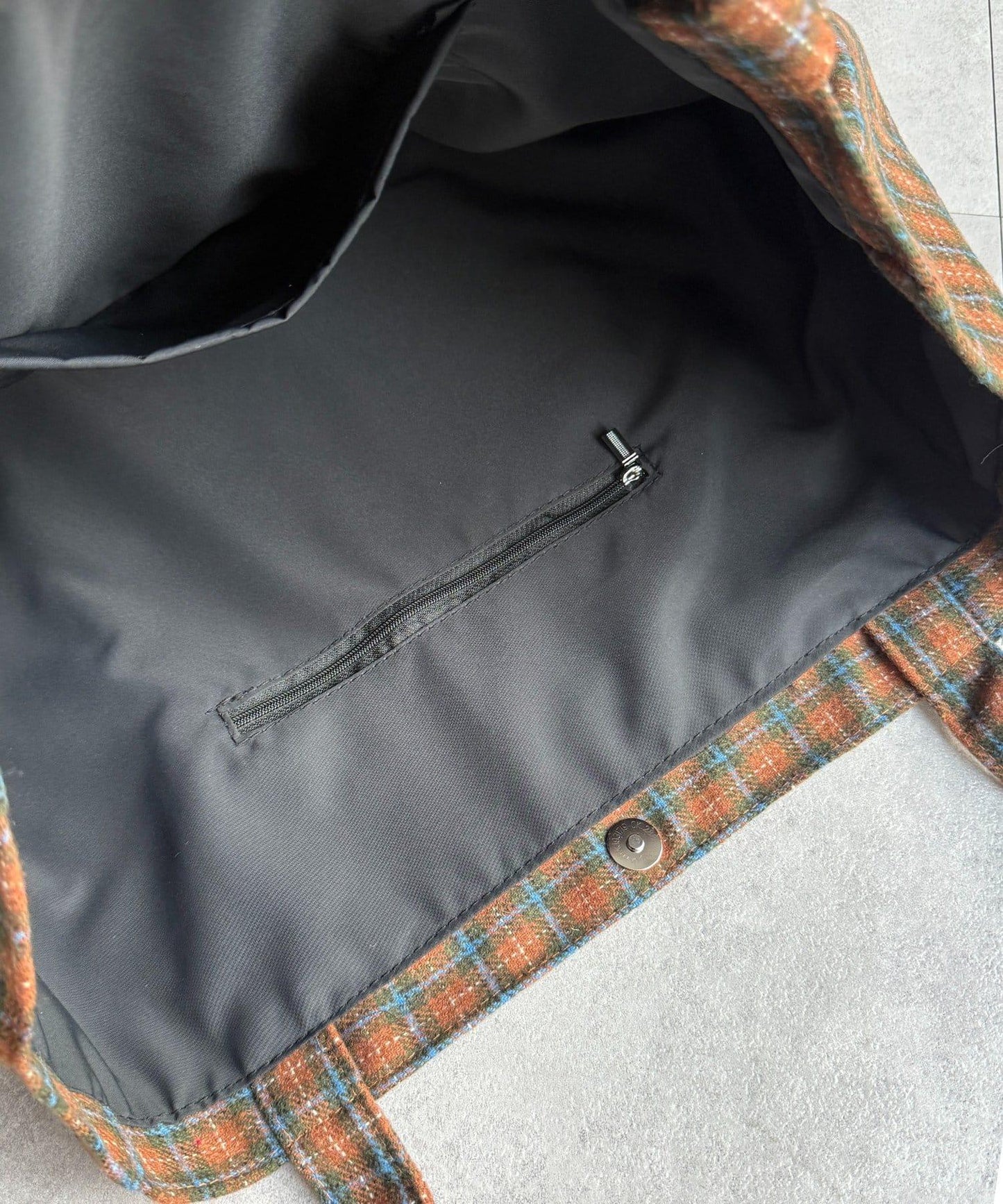 磨毛格紋托特包